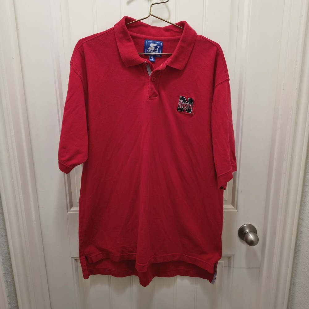 Starter Nebraska Huskers Embroidered Polo Vintage Red XL NCAA